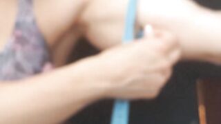 Hungarian Muscle Girl measuring her biceps