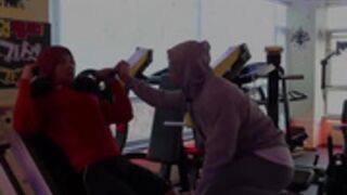 Asian girl brutal workout