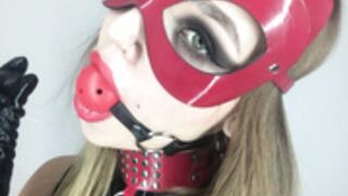 Latex Girl Ballgag Play