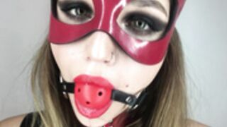 Latex Girl Ballgag Play