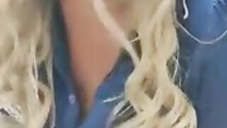 Hot blonde jilling at work