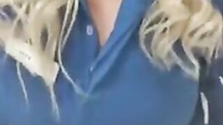 Hot blonde jilling at work