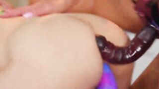 Home massage turns into strapon threesome