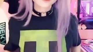 Purple girl masturbates while gaming