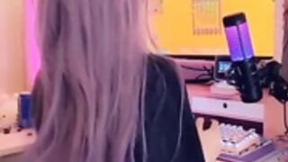 Purple girl masturbates while gaming