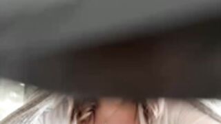 Hot, unknown woman flashes boobs in café