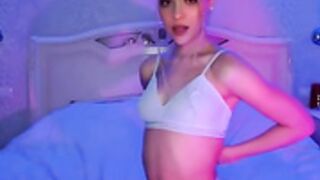 skinny girl shows little tiddies