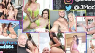 Two Hot Blonde MILFs Share My Big Dick Outside by the P