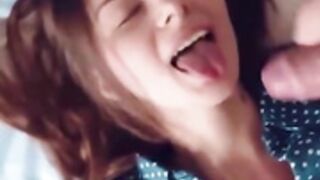 cum in het mouth and face