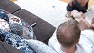 RLC Leora and Paul blowjob in the sofa