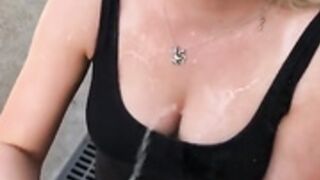 Blonde slut suck dick for piss