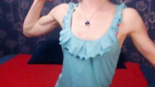 Skinny girl flex her biceps