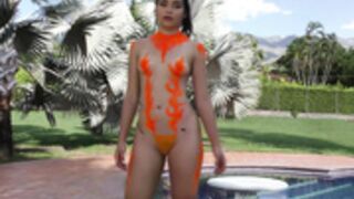 Orange body paint