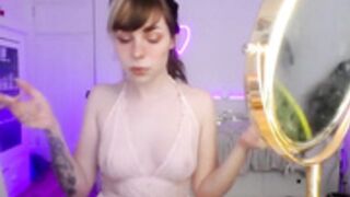 AshleyTea getting ready in a sheer nightie