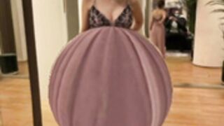 Aylin inflating her belly with water