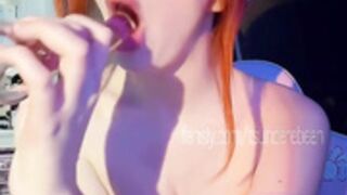 Tsunderebean sucking dildo