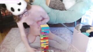 TheGoofyGemma - Playing Jenga Nude with Nickers on Head