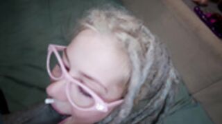Anuskatzz fucks in ass and gets cum on her split tongue