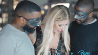 Hot Interracial BBC MMF threesome with glam blond girl