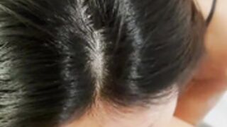Cute asian girl with big natural tits sucks me off