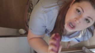 Estella Bathory - Doggy Dildo Blowjob Practice Cumshot