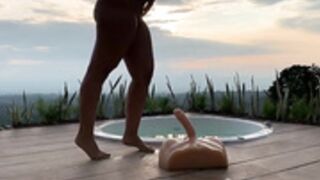 Latina playing alone