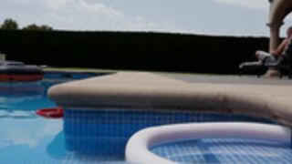 Jan Burton: Mummy teasing stepson in pool