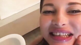 Anna Polina without make up BJ a man and he cums