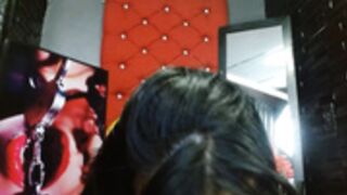 Sexy latina in leather leggings