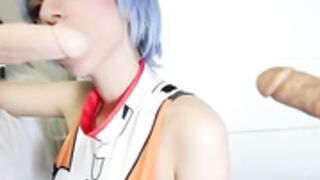 Lana Rain -Slutty Double Blowjob w Ayanami Rei