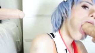 Lana Rain -Slutty Double Blowjob w Ayanami Rei