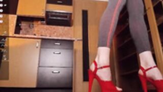 giantesseva leggings and high heels