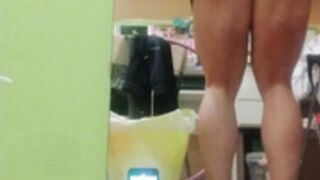 sexy S American FBB bends over and shows as