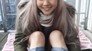 Masturbating on balcony in London