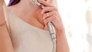 Sexy shower in white bath / swimsuit