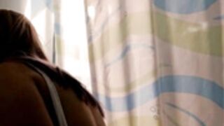 Sexy shower in white bath / swimsuit