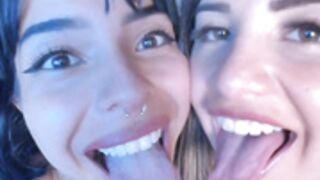 Tongue sucking sloppy lesbians