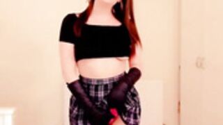 dh wearing leather gloves