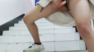 Korean schoolgirl masturbating in public stairs pt 3