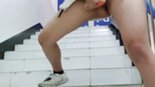 Korean schoolgirl masturbating in public stairs pt 3
