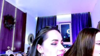Megan rides dildo on her own, while other chicks pose