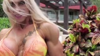 Most vascular woman in the world in PINK BIKINI