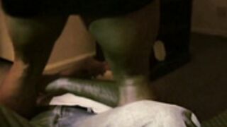 muscle woman making average guy her bitch