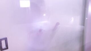 Velvet Girl Oiled Shower Tits on Glass Suction Dildo