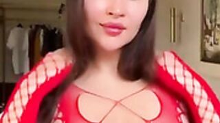 Louisa khovanski busty red sheer lingerie