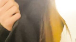 Ellie leen caresses her pussy in the train bathroom