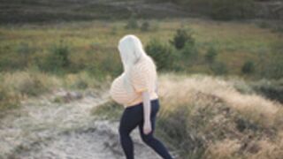 Beshine striped shirt bouncy boobs on the dunes