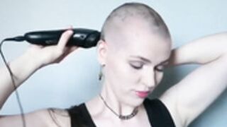 sexy east european girl shaves bald