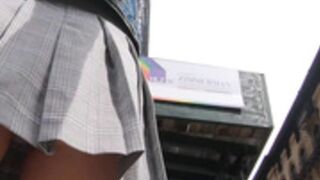 Asian public skank in trashy mini skirt candid