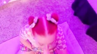 Cherry Fae, redhead daughter, Deepthroating for Daddy